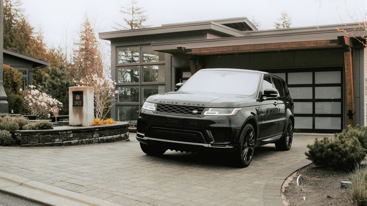 A car parked on a driveway