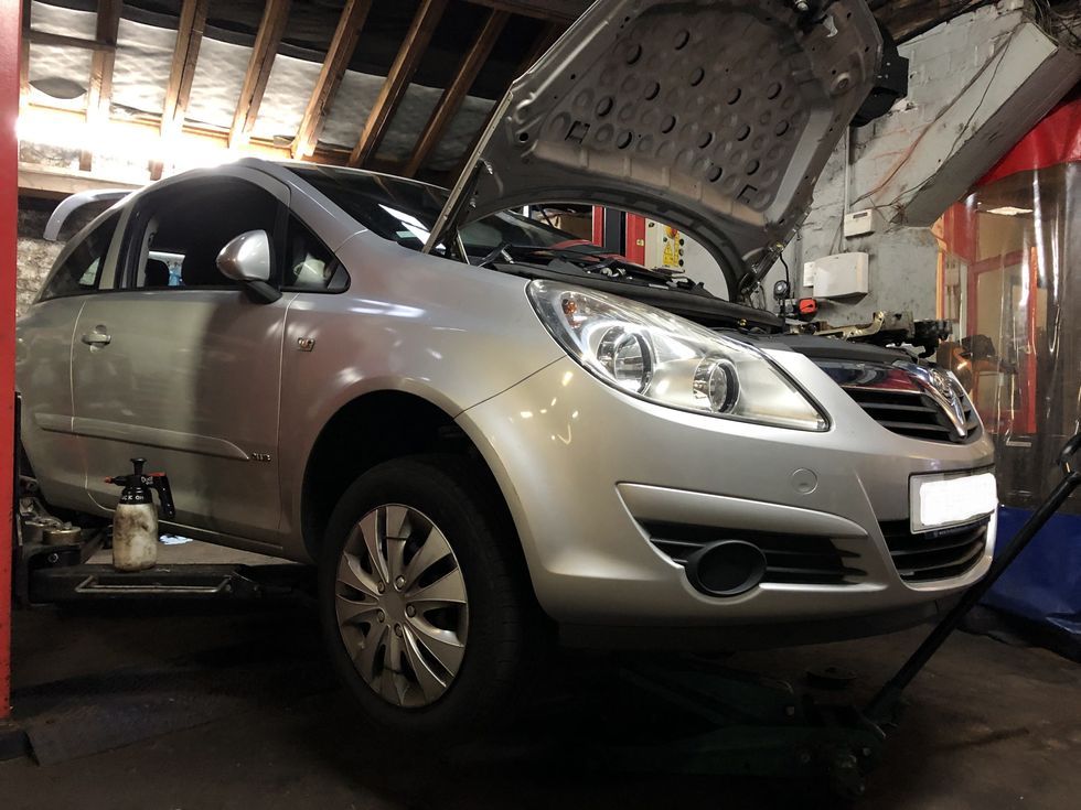 A car undergoing an MOT test