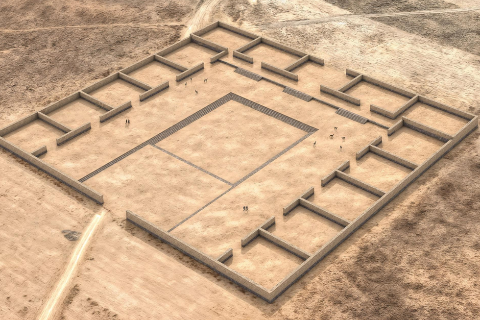 A CG image of a temple foundation