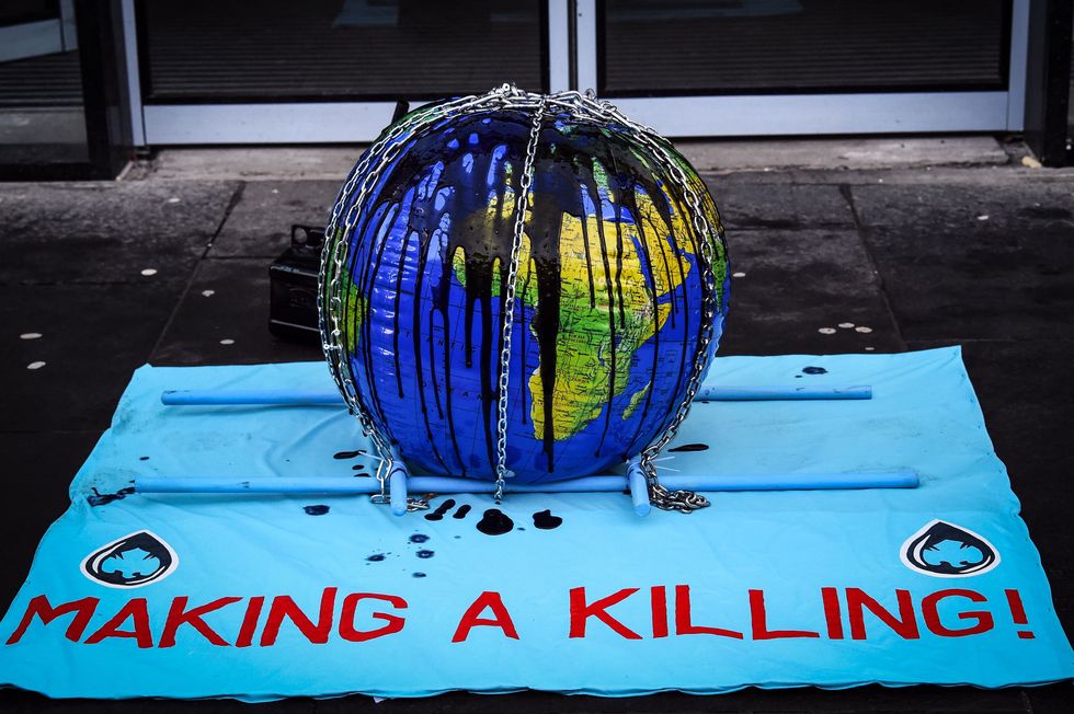 A chained globe