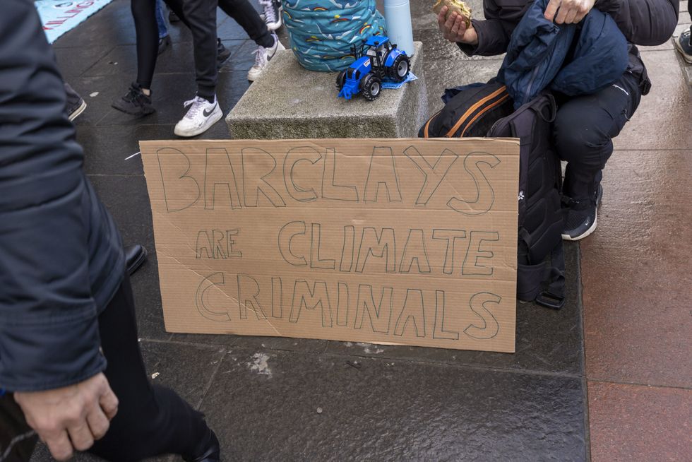 A climate protest sign