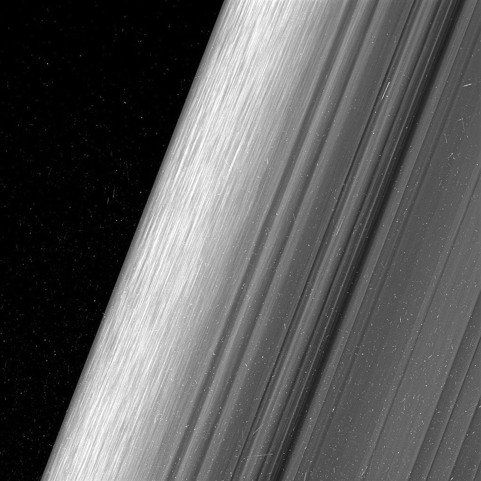 A close-up of Saturn's rings