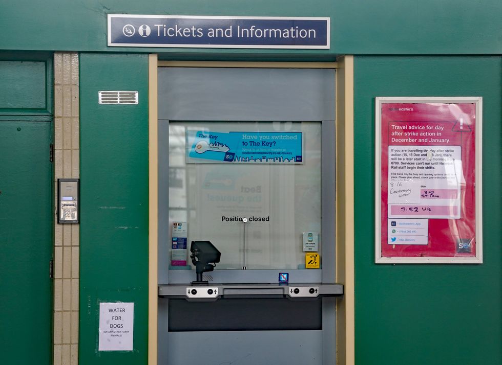 A closed ticket office at Ramsgate station in Kent