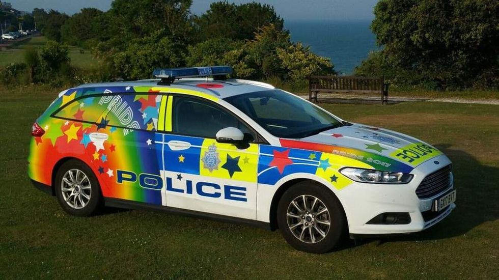 A colourful police car