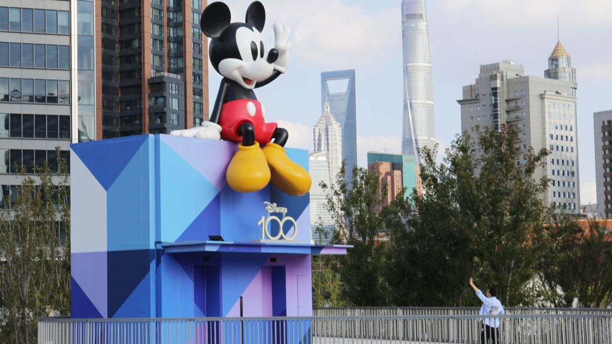 A commemorative sculpture of Disney's 100th anniversary Mickey Mouse