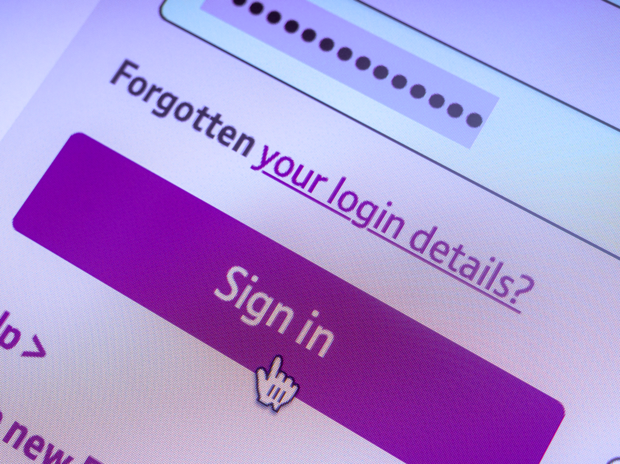 a computer mouse hovers over the sign in button of a password login field on a website
