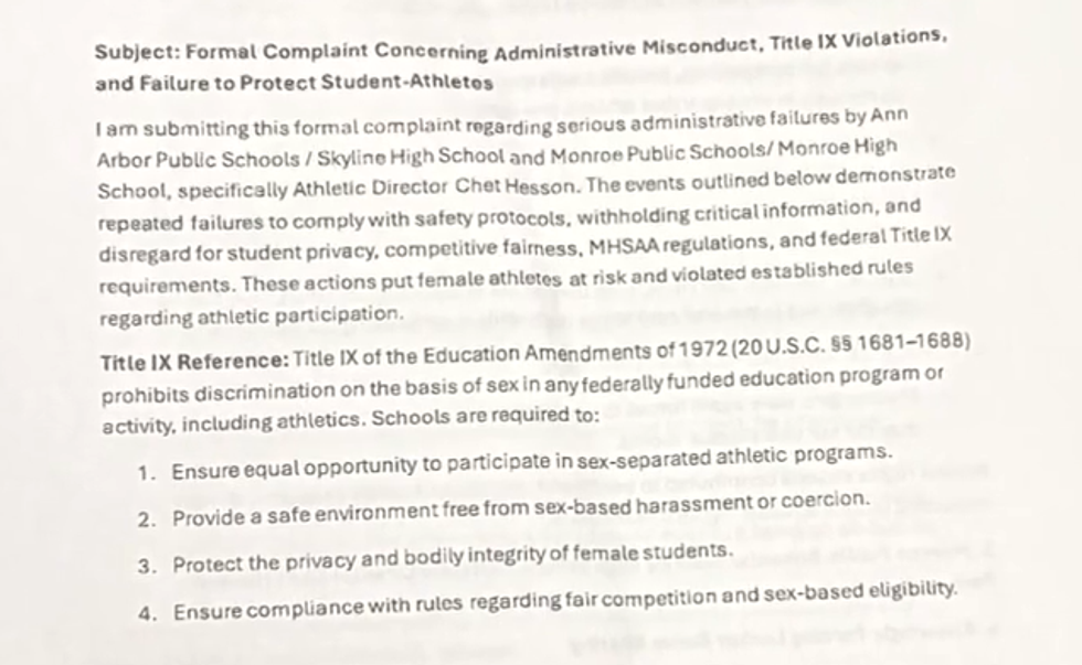 A concerned parent has lodged a formal complaint