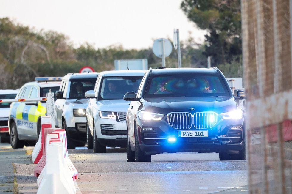 A convoy carrying British Defence Secretary John Healey leaves RAF Akrotiri,\u200b