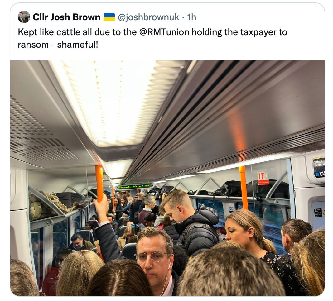 A councillor in Woking, Surrey tweeted this image of his commute today