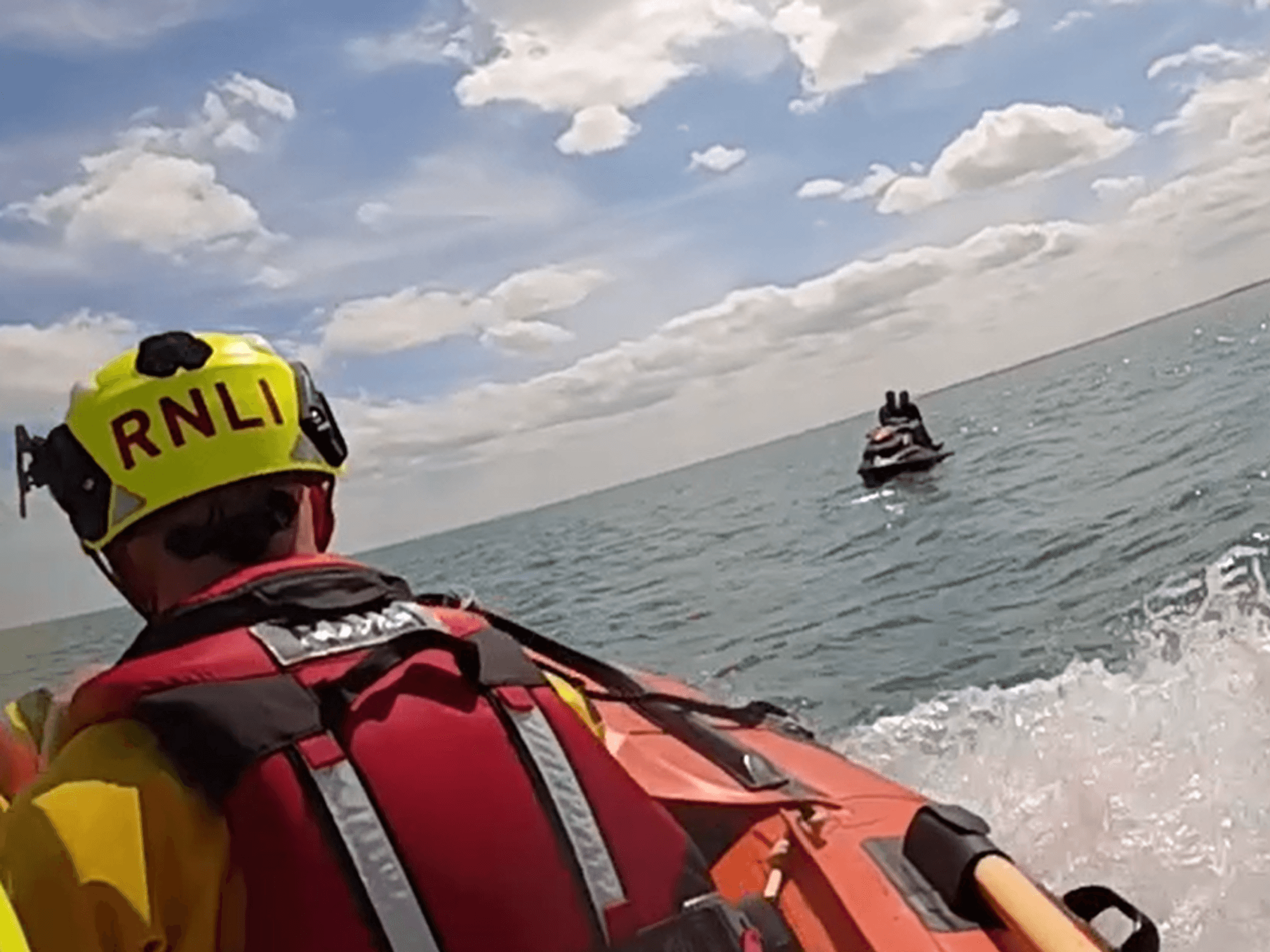 A crew rescuing