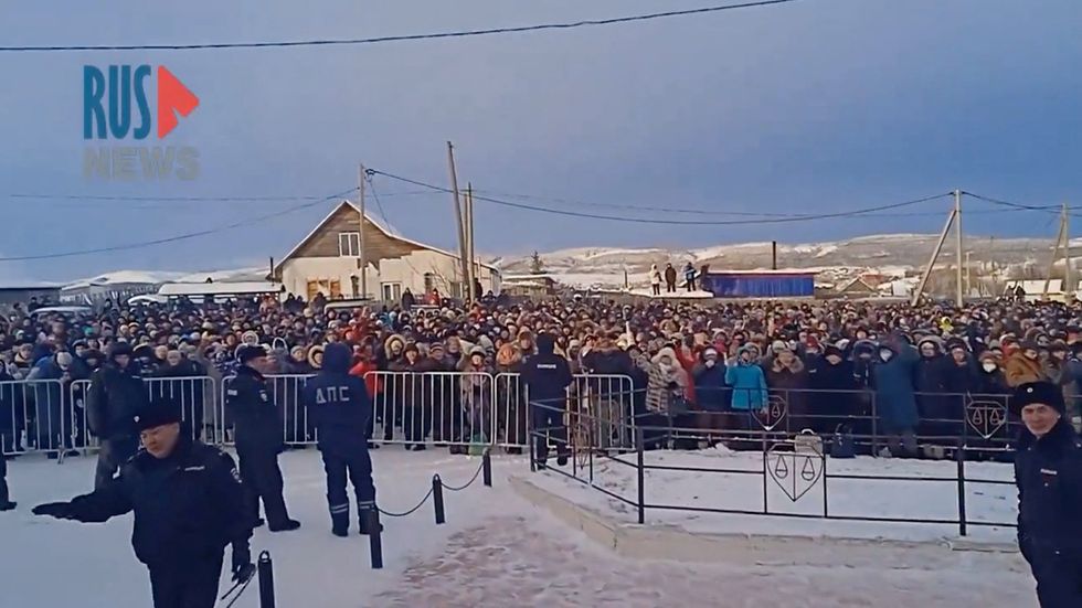 A crowd gathered