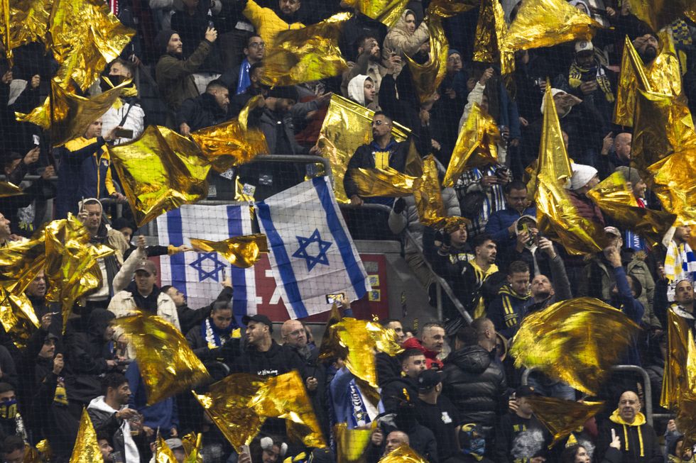 A crowd of Maccabi Tel Aviv fans