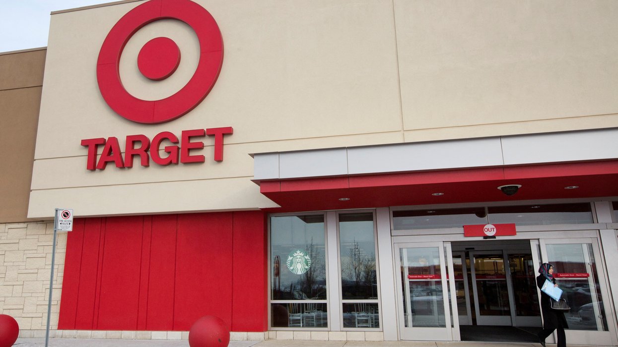 A customer leaves one of the stores of discount retail chain Target in Ancaster