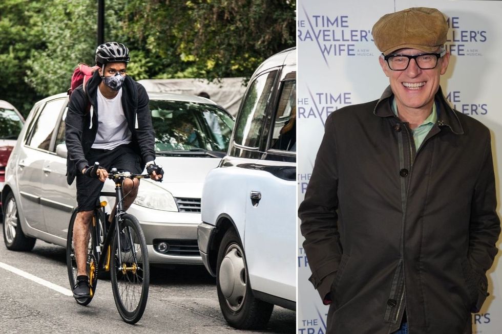 A cyclist and Jeremy Vine