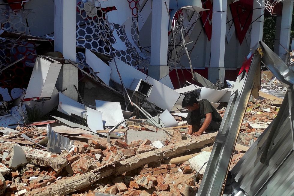 A damaged building in Manado