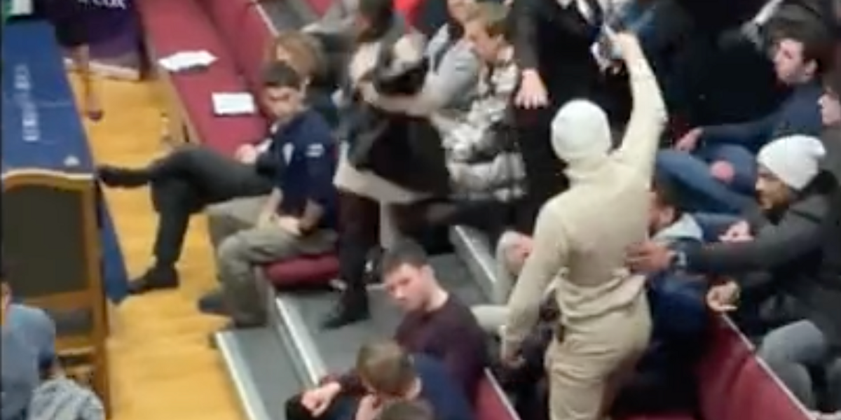 NextImg:Audience members flee after student shouts 'Allahu Akbar' during fiery Palestine debate