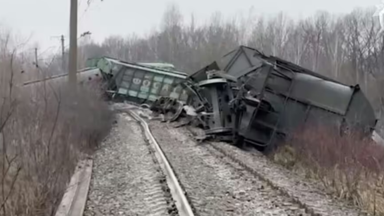 A derailed train
