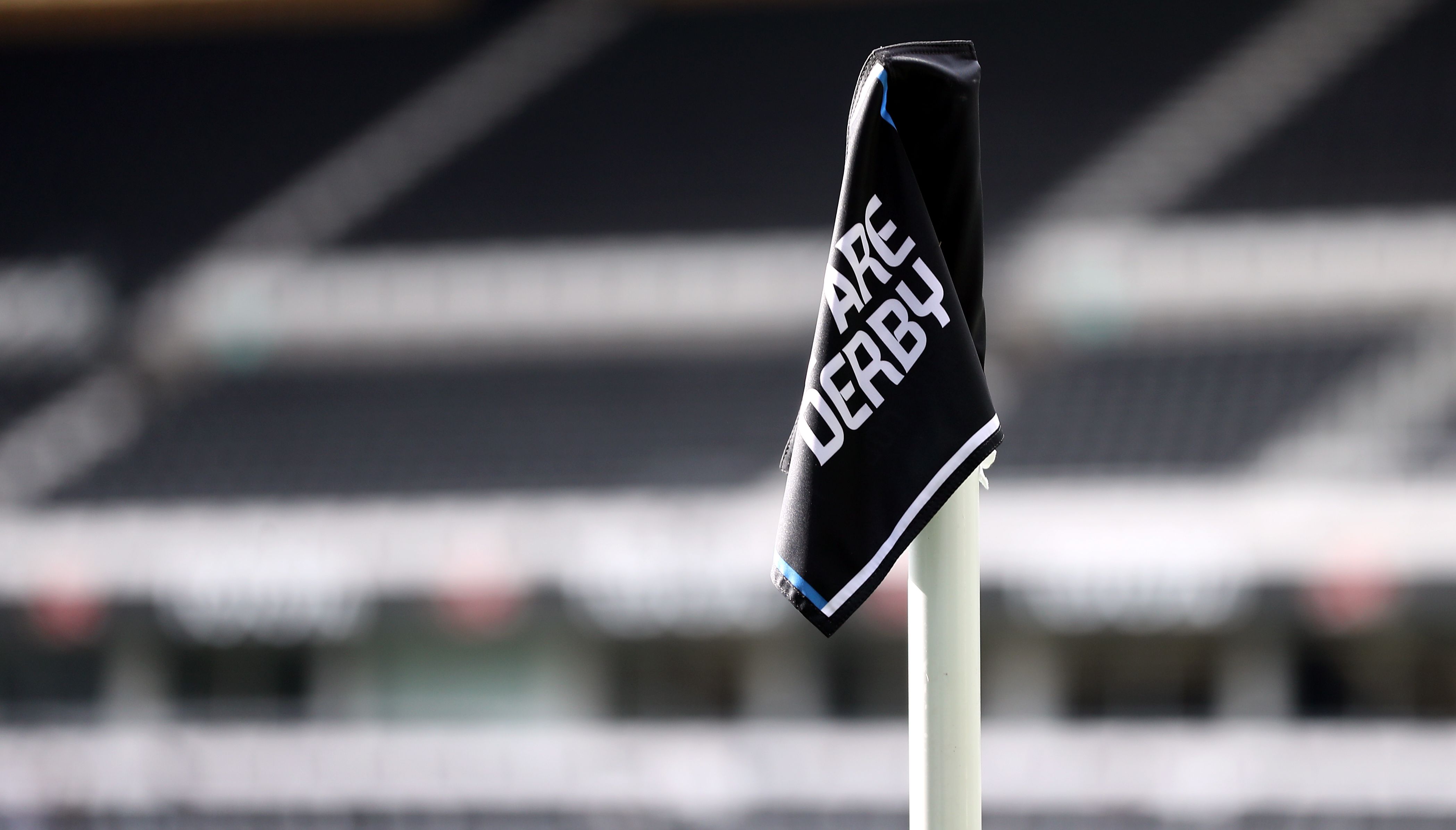 A Derby County branded corner flag.
