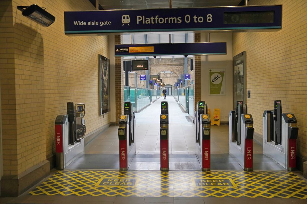 A deserted Kings Cross station in London, as members of the drivers' union Aslef and the Transport Salaried Staffs Association (TSSA) go on strike. Picture date: Wednesday October 5, 2022.
