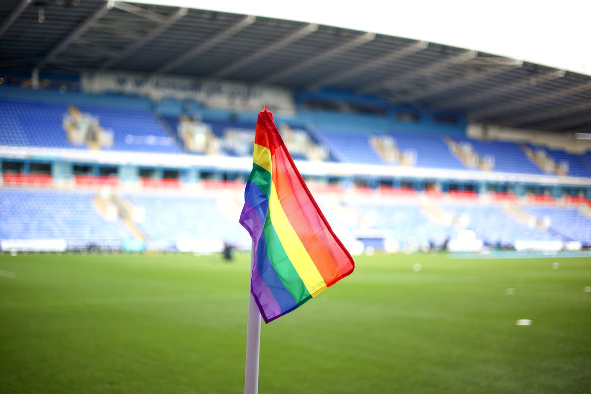 A detailed view of the rainbow corner flag prior to the Barclays FA Women's Super League match between Reading Women and Chelsea Women