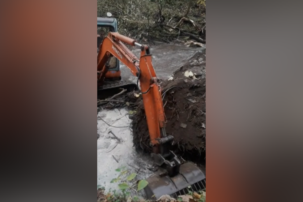A digger in a river