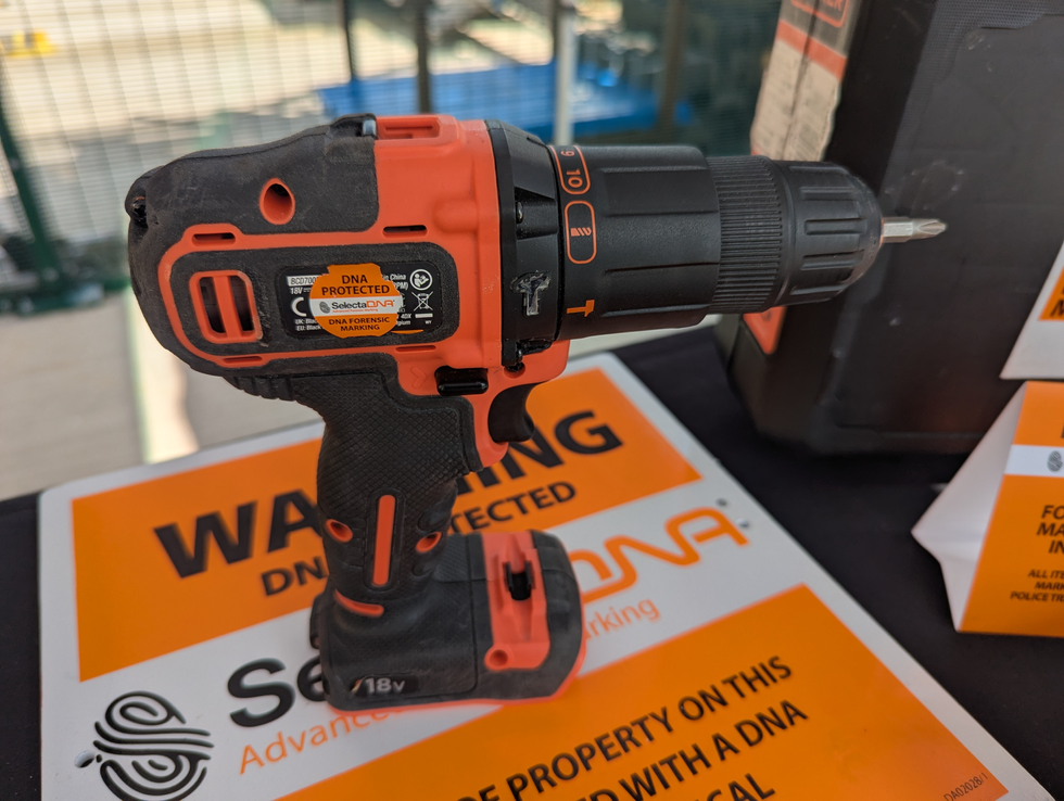 A drill marked with SelectDNA sticker