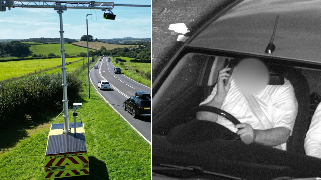A driver caught by AI speed camera using his phone at the wheel