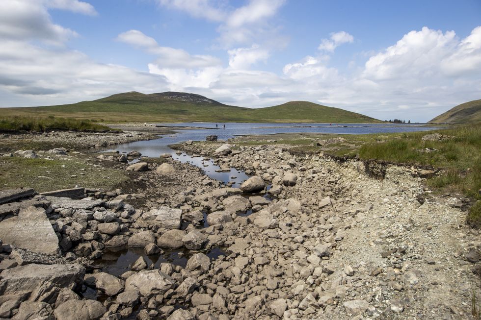 A dry creek the feeds into Spelga Reservoir in the Mourne Mountains of County Down.