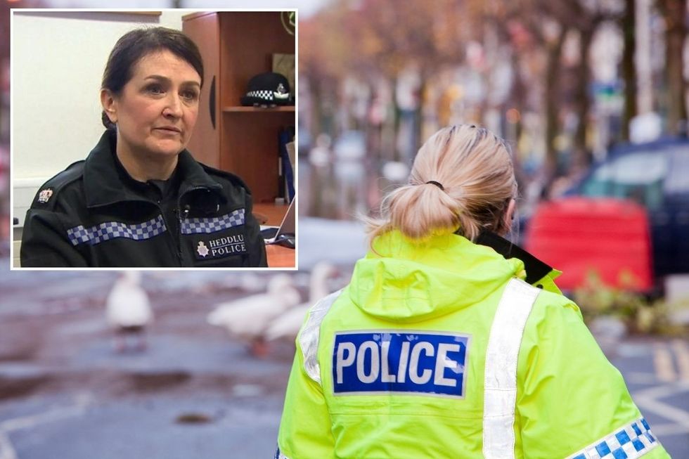 A female police officer and an inset of Cathy Larkman