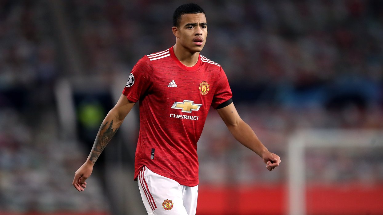 A file image of Mason Greenwood playing for Manchester United