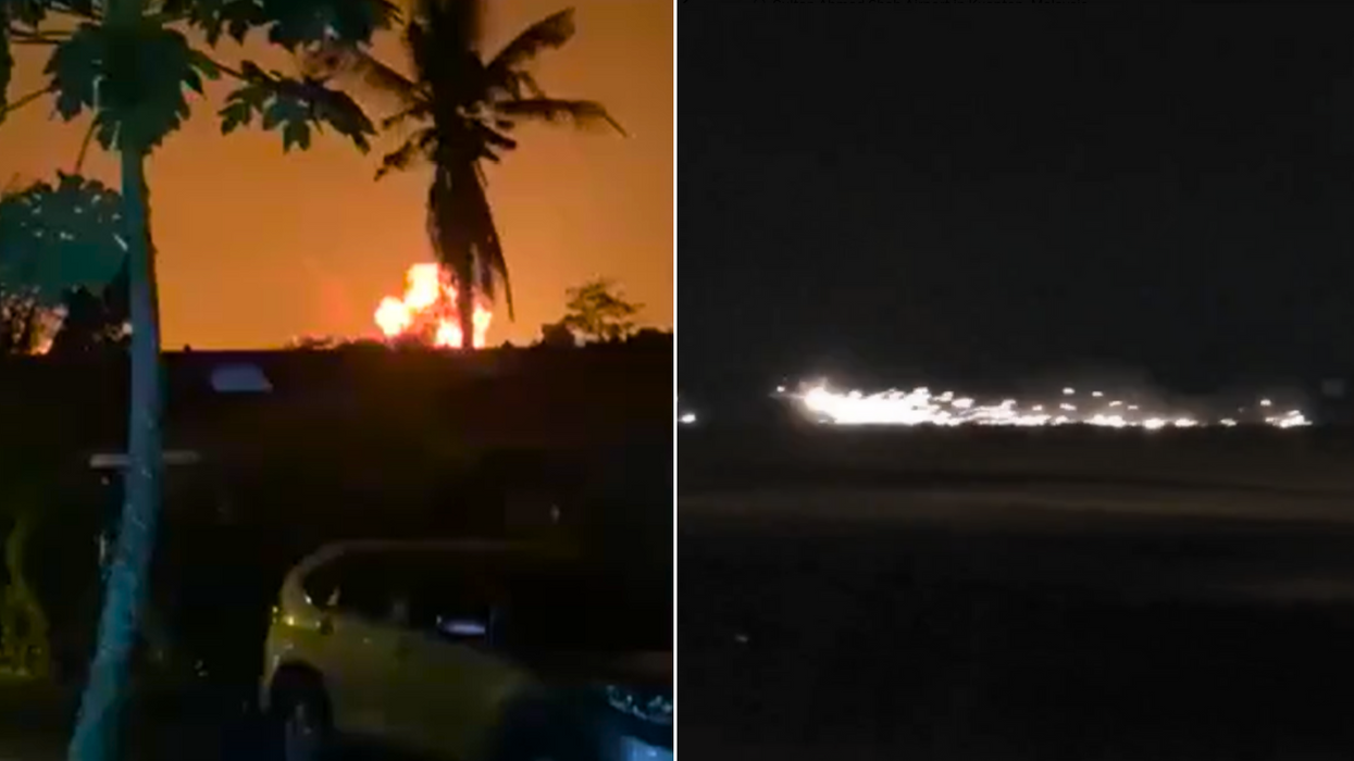 A fireball erupts over Sultan Ahmad Shah Airport after sparks were seen flying from the jet after take-off