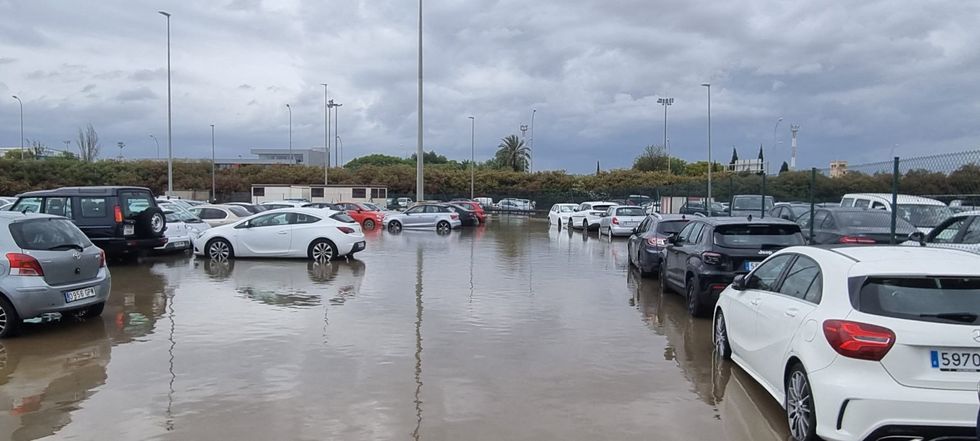 A flooded car park