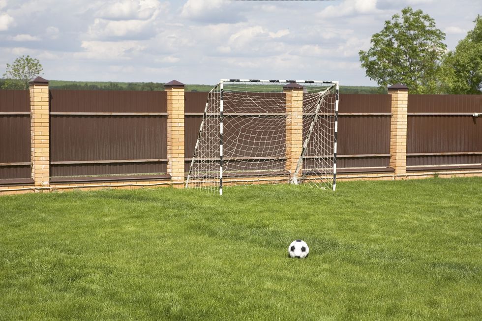 A football kicked over