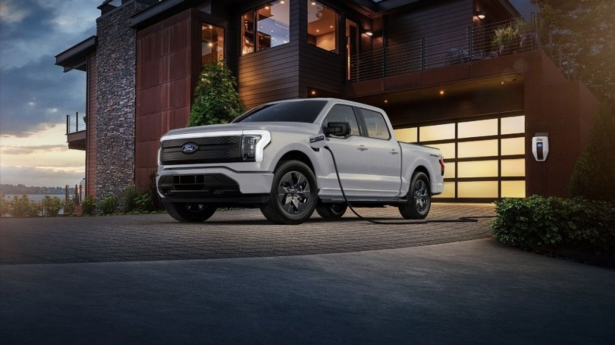A Ford F-150 Lightning EV pickup truck