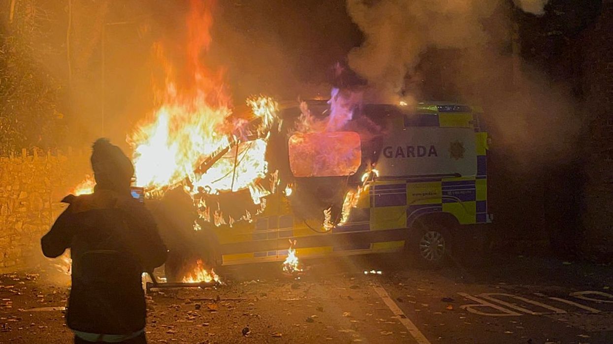 A Garda van was set alight