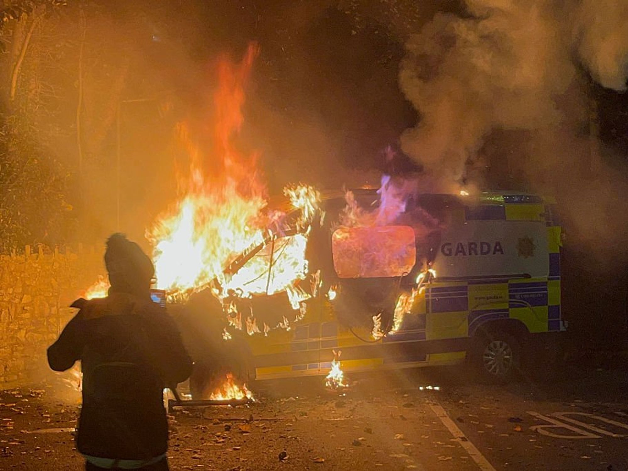 A Garda van was set alight
