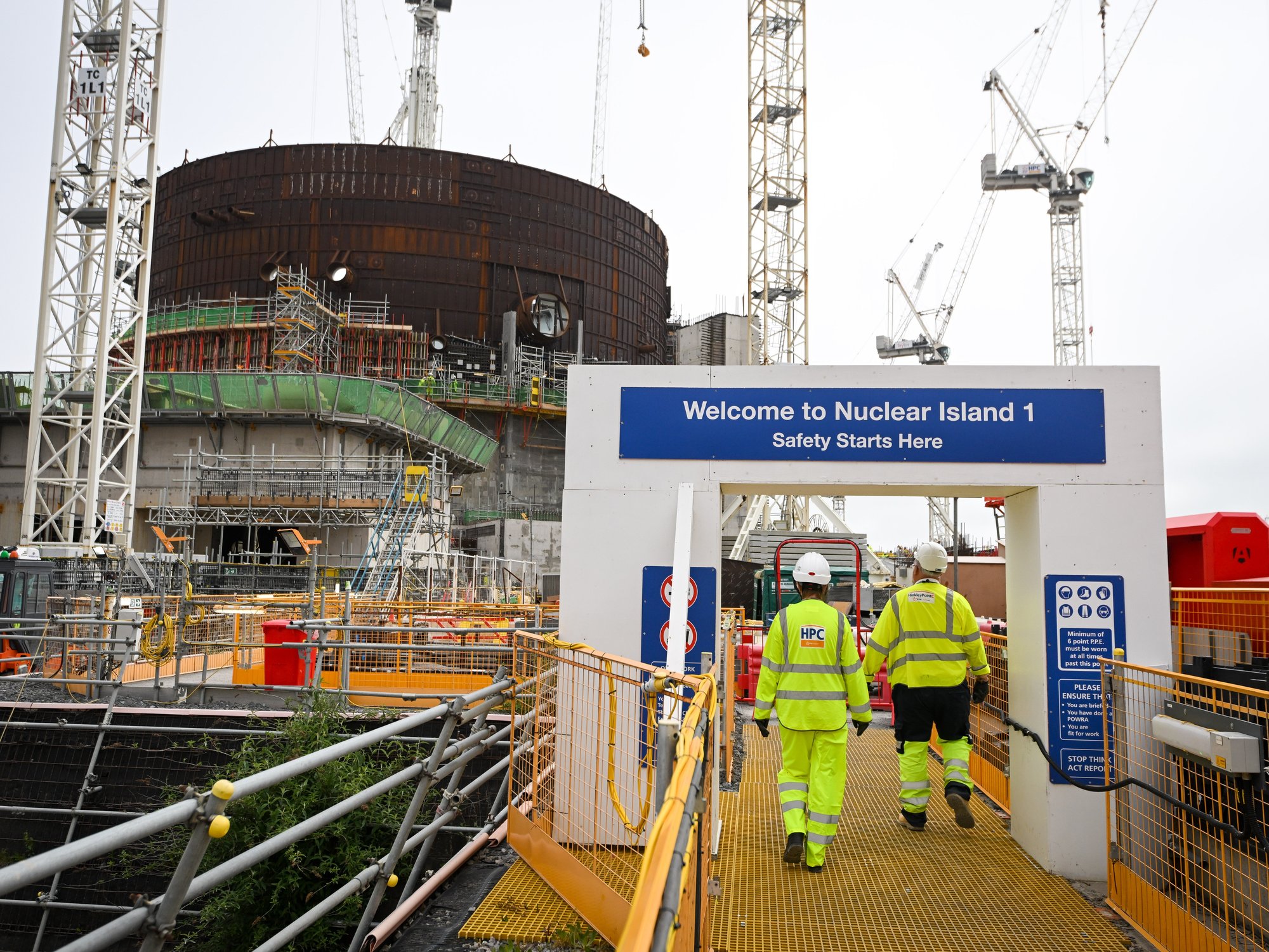 A general view of construction work at Hinkley Point C on May 05, 2022 in Bridgwater, England.