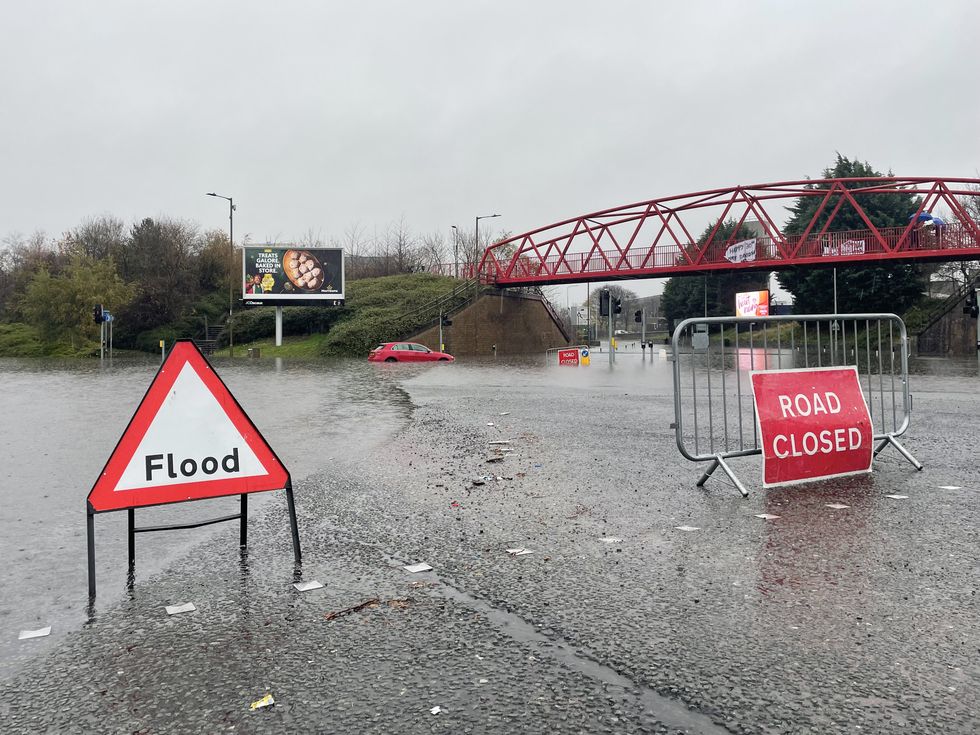 A general view of flooding in Edinburgh, as an amber weather warning in eastern Scotland has been extended as heavy rain drenches parts of the country, with flooding leading to school closures and disruption on roads and railways. The amber %22heavy rain%22 alert, covering Aberdeen, Aberdeenshire, Angus and Perth and Kinross, warns some fast-flowing or deep floodwater is likely, %22causing danger to life%22. Picture date: Friday November 18, 2022.