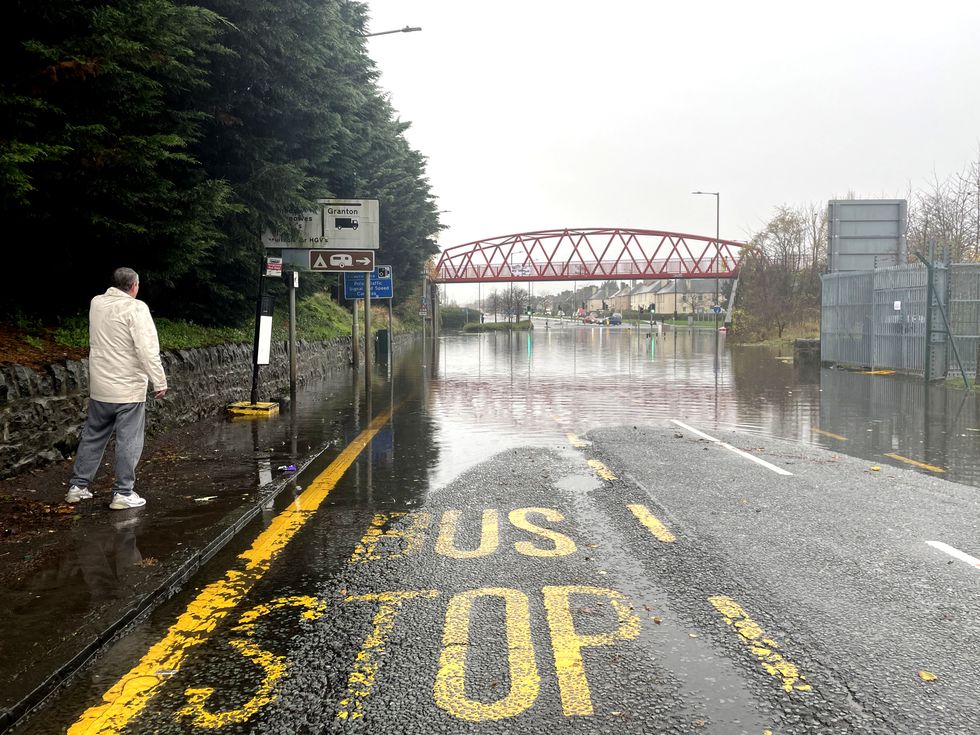 A general view of flooding in Edinburgh