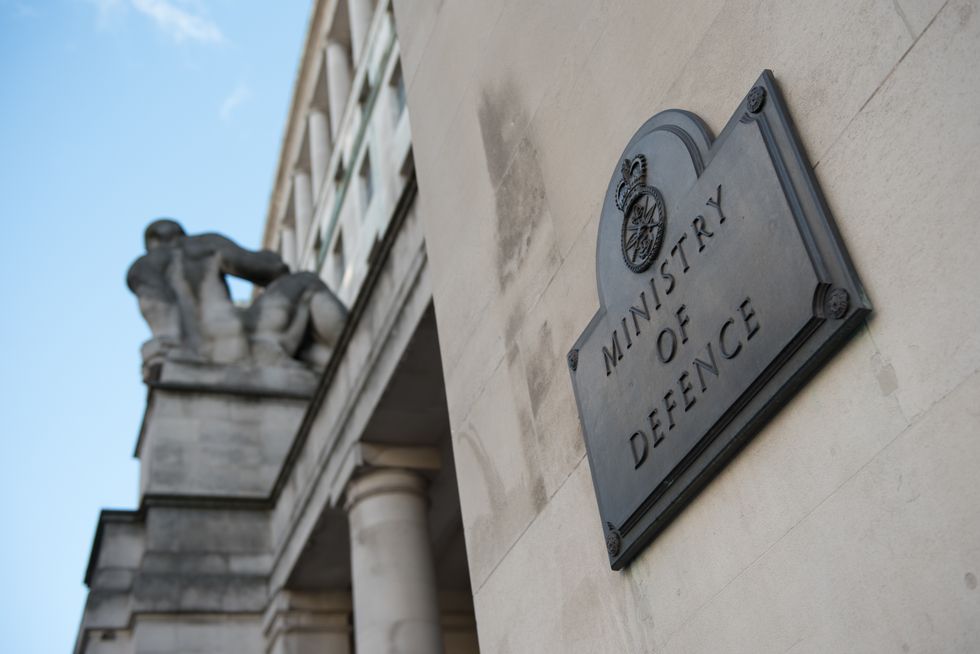 A general view of the name plaque of the Ministry of Defence