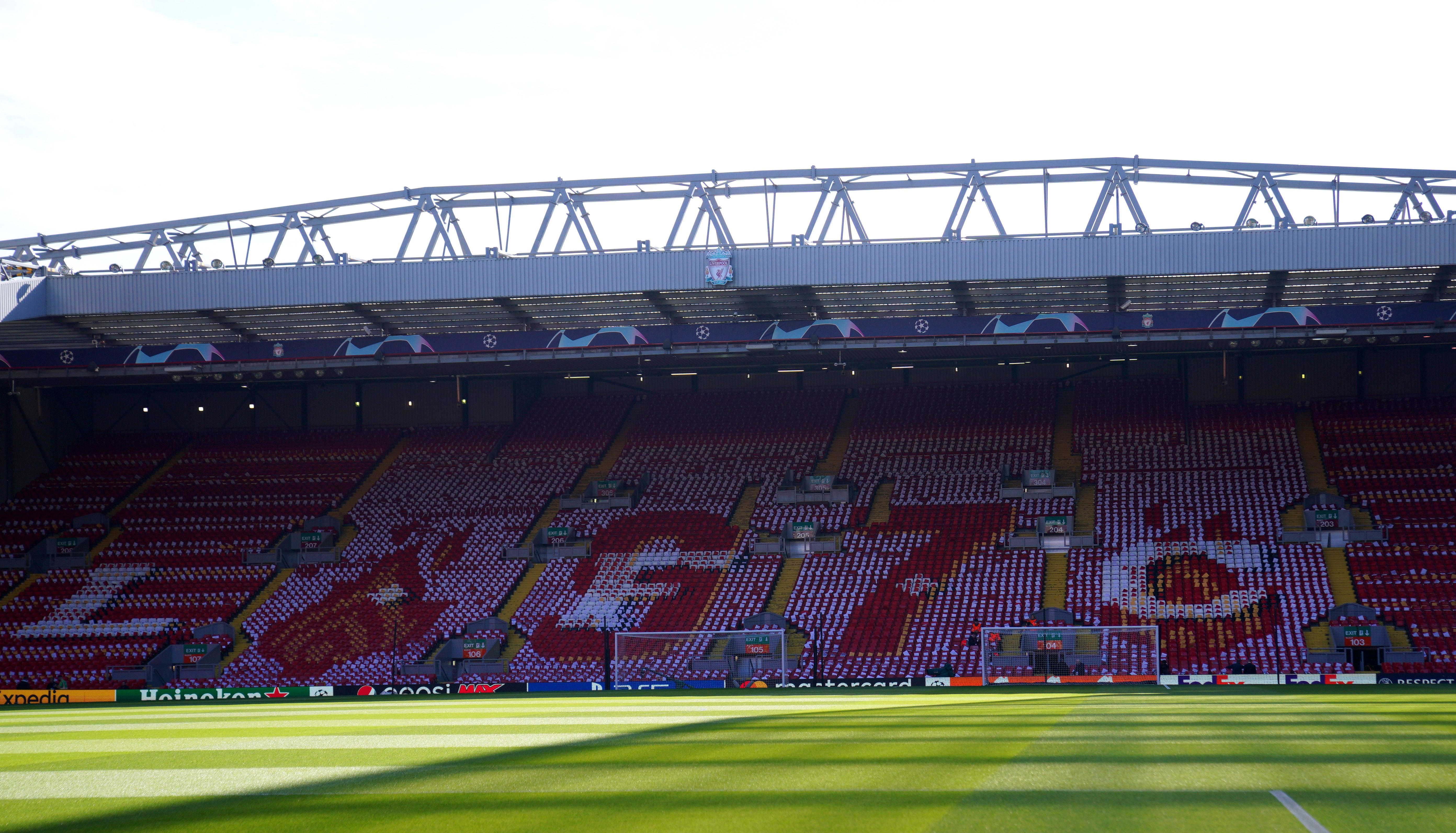 A general view of the stadium ahead of the UEFA Champions League quarter final, second leg match at Anfield, Liverpool. Picture date: Wednesday April 13, 2022.