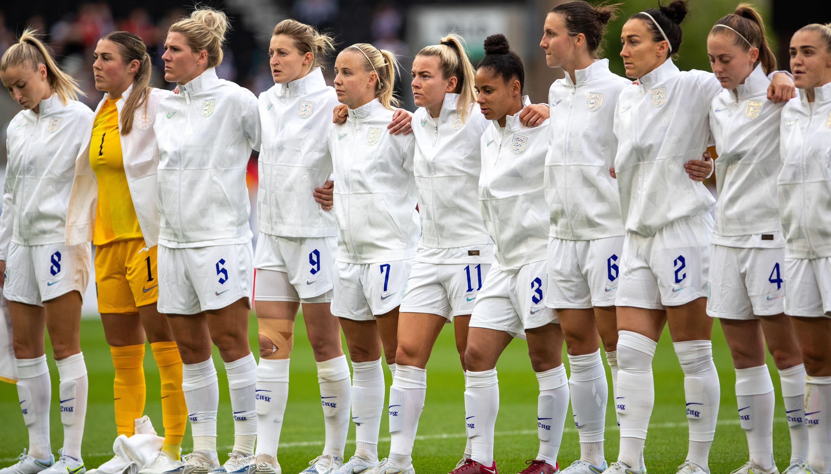 A Generic Photo of the Lionesses in friendly against Belgium