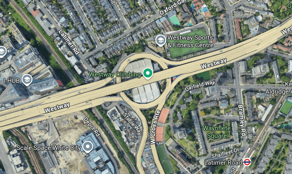 A Google Maps view of the A40 Westway Roundabout