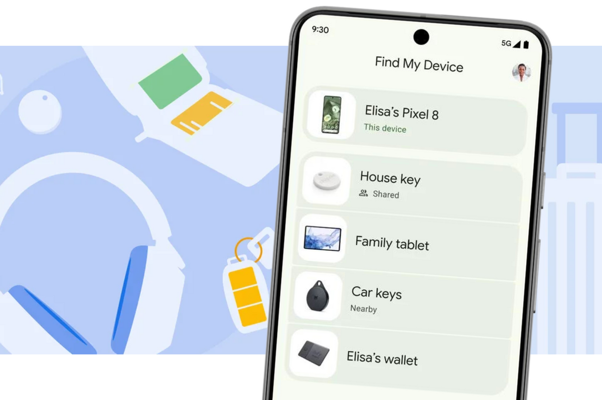 a google pixel smartphone is pictured running the find my device app 