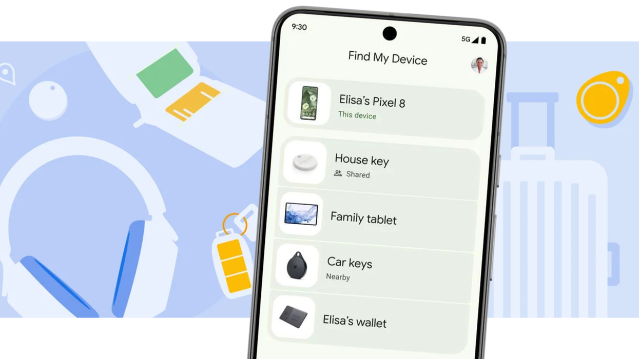 a google pixel smartphone is pictured running the find my device app
