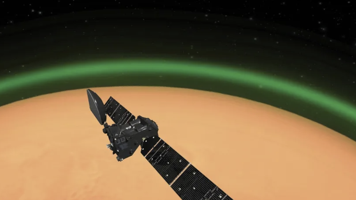 A green glow around Mars
