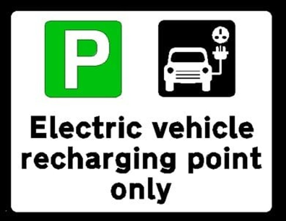 A green P electric vehicle charging sign