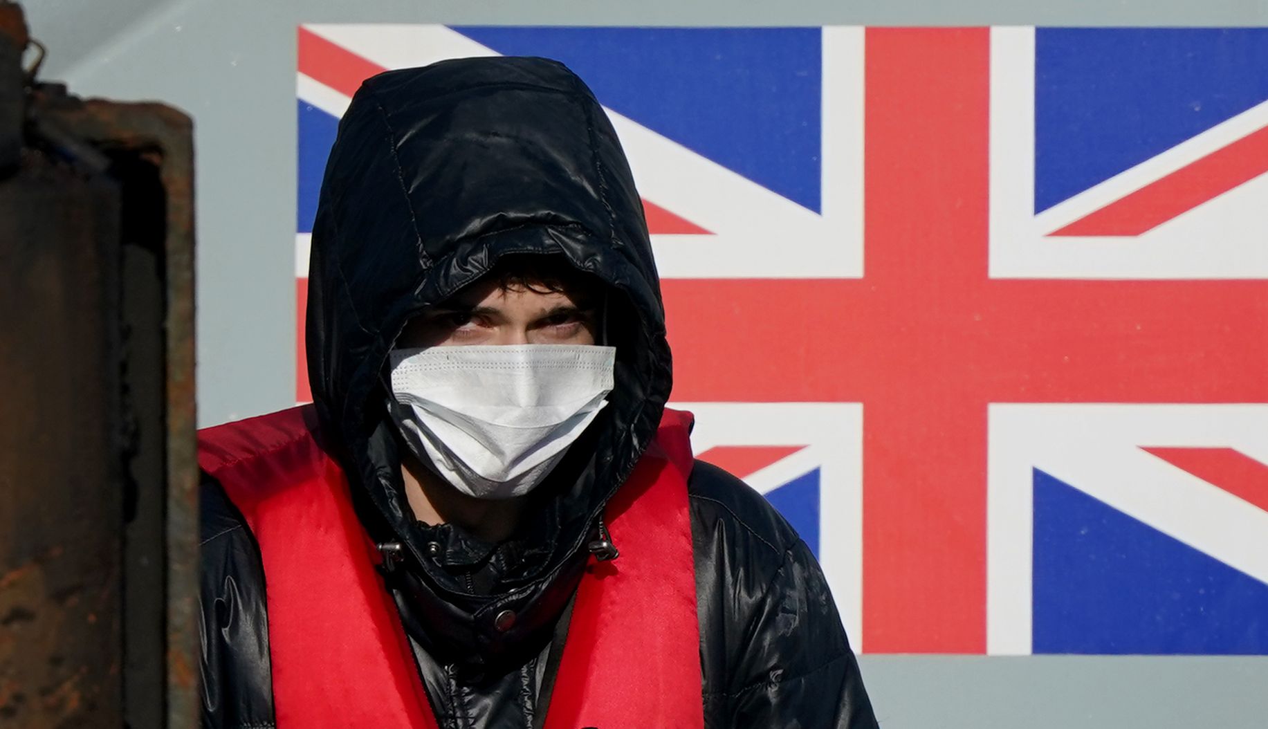 A group of people thought to be migrants are brought in to Dover, Kent, by Border Force officers following a small boat incident in the Channel.