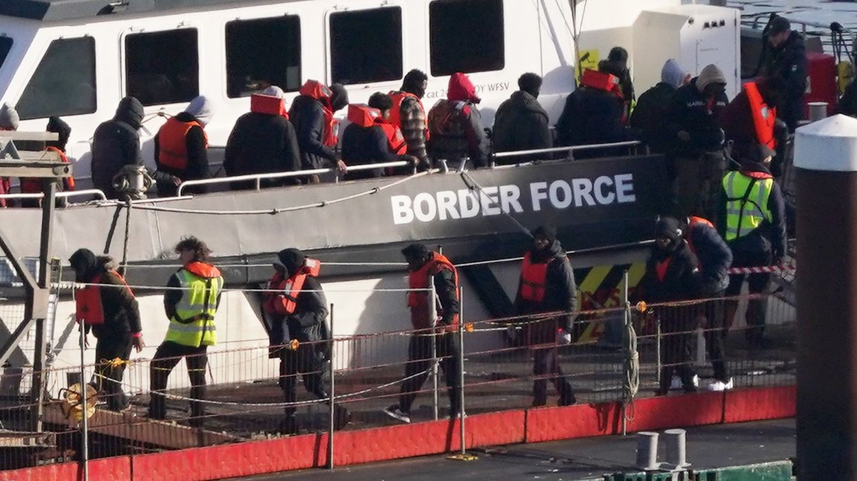 A group of people thought to be migrants are brought in to Dover, Kent, from a Border Force vessel