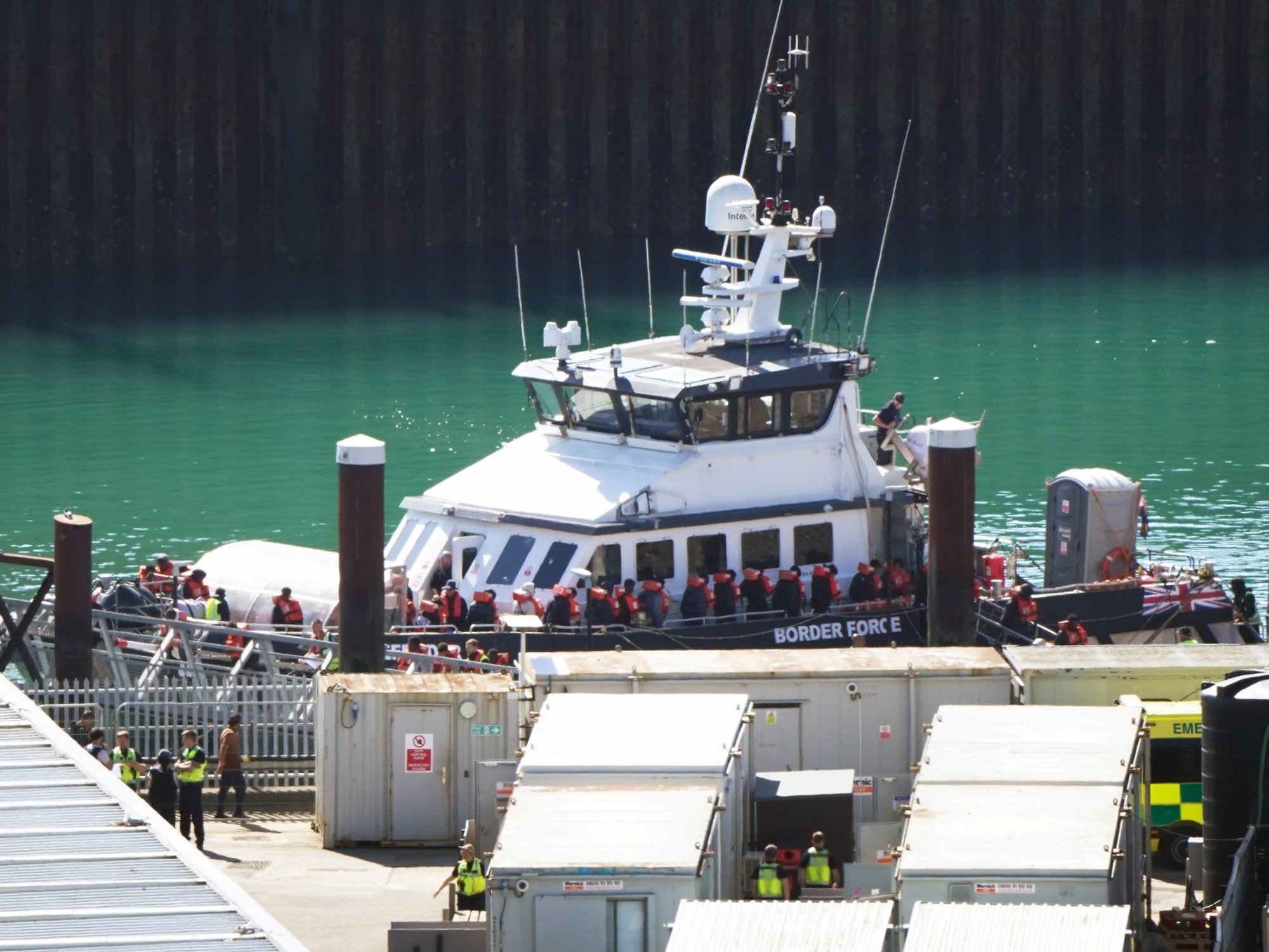 A group of people thought to be migrants on a Border Security Command vessel